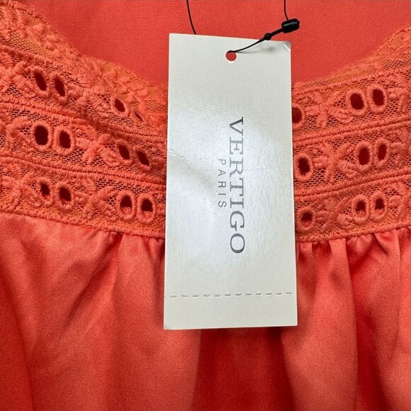 Women’s XS Orange Lace Sleeve Pencil Cocktail Party Dress NWT Square Neck - Picture 5 of 10